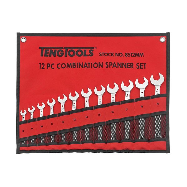 Teng Tools 12 Piece Anti Slip Metric Combination Wrench Set (8MM-19mm) - 8512MM TEN-O-8512MM